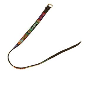 Beaded Leather Belt Bohemian Geometric Pattern Multicolor Mens Accessory